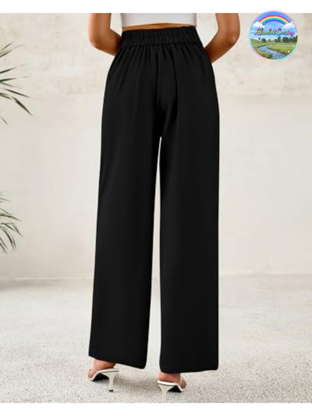 Wide Leg Dress Pants Women High Waisted Palazzo Trousers - Picture 2 of 6